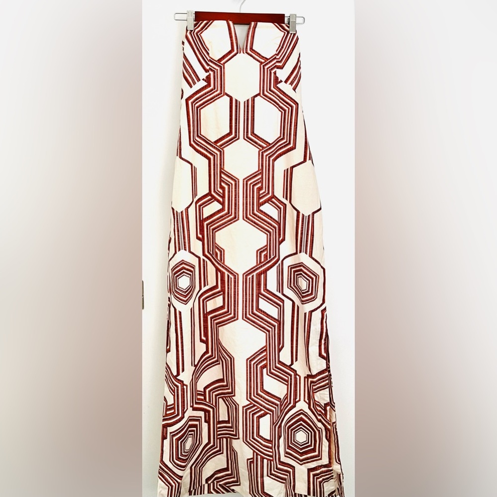 Geometric Red and White Maxi Dress